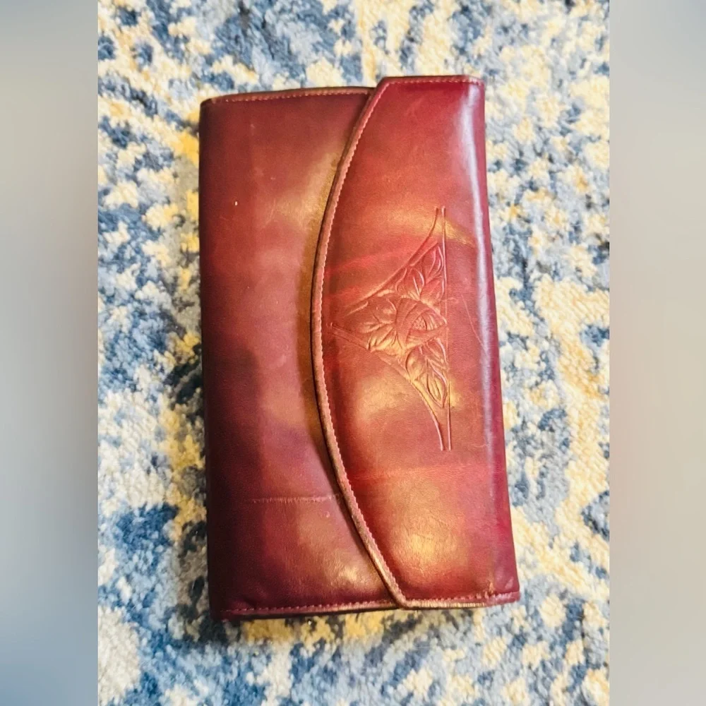 Vintage Rolfs Wallet Leather American Classic Burgundy Red 1980s Genuine Leather